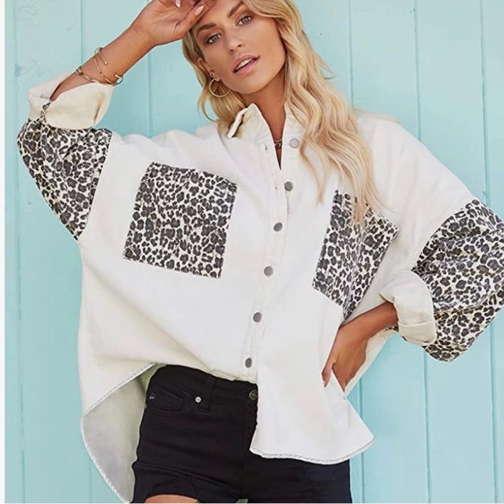 XL shein Leopard Print Button Down Jacket - Picture 6 of 14